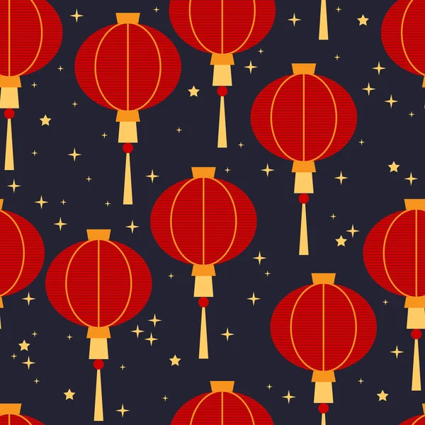 Modèle sans couture avec des lanternes chinoises — Image vectorielle