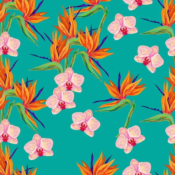 Summer pattern with orchid — Stock vektor