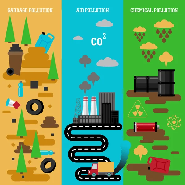 Garbage, Chemical, Air Pollution — ストックベクタ