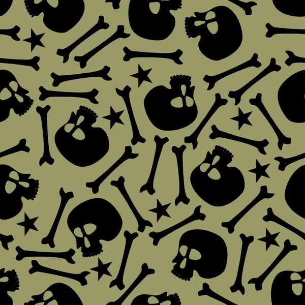 Seamless pattern with skulls and bones — Stock Vector