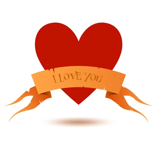 Coeur avec carte bannière — Image vectorielle