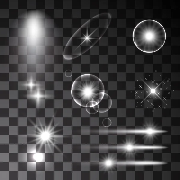发光的亮星型和火花 — 图库矢量图片