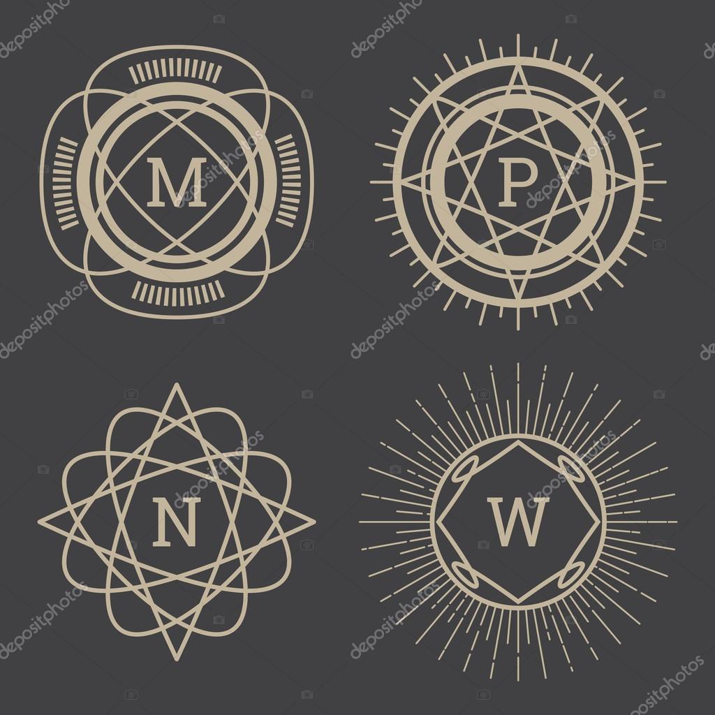 Retro line art decorative borders and frames. Can be used for your design. Vector illustration