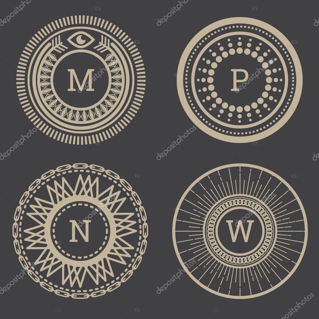 Retro line art decorative borders and frames. Can be used for your design. Vector illustration