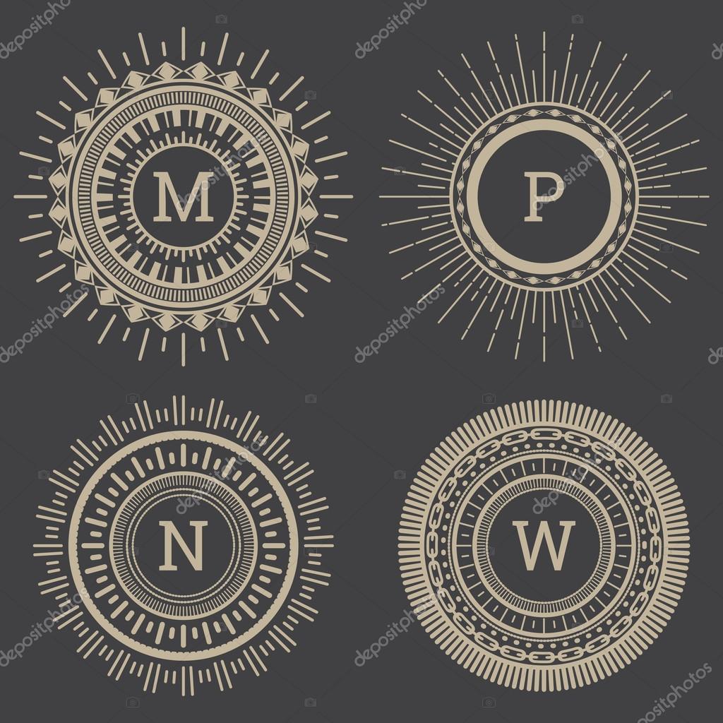 Retro line art decorative borders and frames. Can be used for your design. Vector illustration