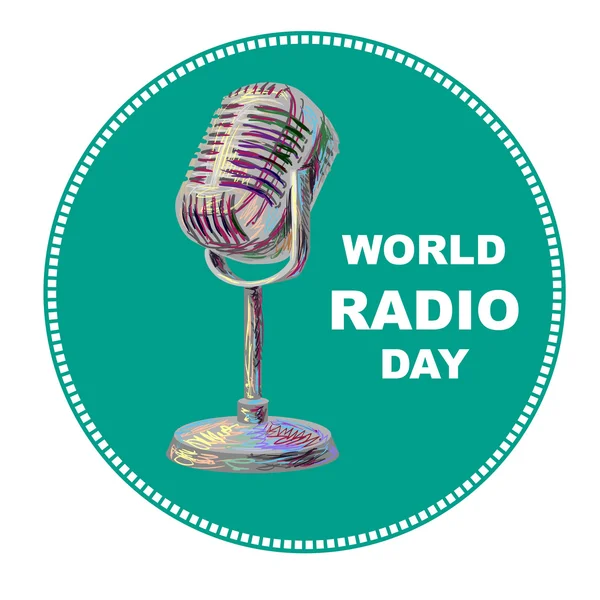 Día Mundial de la Radio. Micrófono retro . — Archivo Imágenes Vectoriales