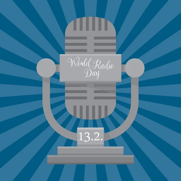 Dia Mundial da Rádio. Microfone retrô . — Vetor de Stock