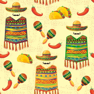 Mexican seamless music pattern clipart