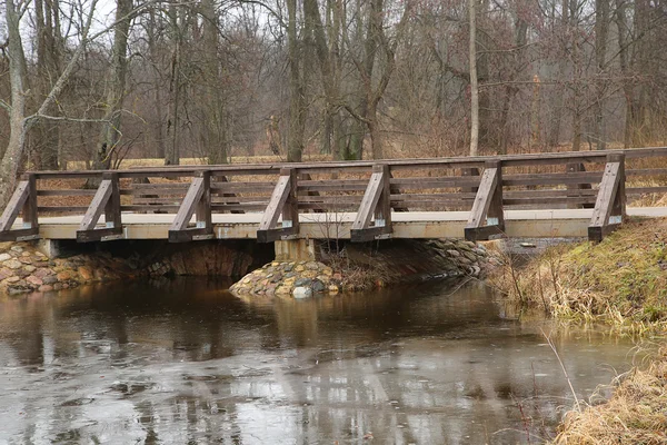 Träbro över en liten flod — Stockfoto
