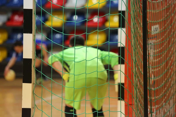 Rear view of futsal goalkeeper — Stock Photo, Image