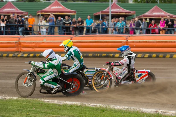 Speedway riders on the track — Stock Photo, Image