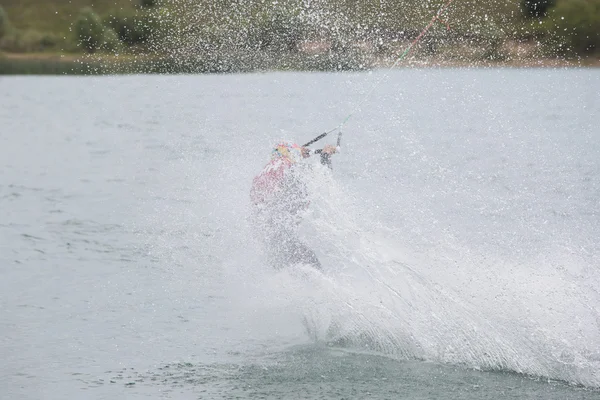 Wakeboard athlete on the board — Stock Photo, Image