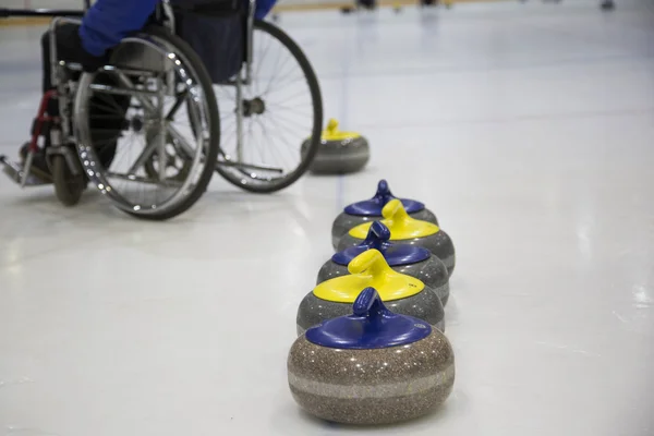 De Paralympische curling opleiding Rolstoelcurling — Stockfoto