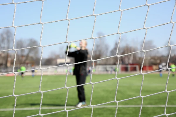 Obrázek brankář přes net — Stock fotografie