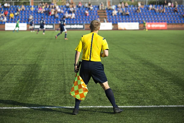 Assistant referee with  flag — Stock Photo, Image