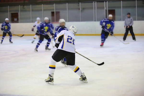 Jugador de hockey puerta de ataque —  Fotos de Stock