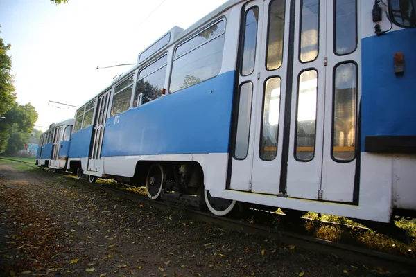 Le tramway. Chariot bleu — Photo