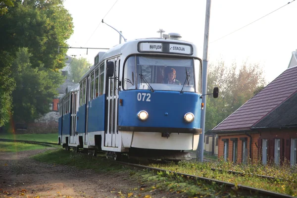 Tranvía. Carro azul —  Fotos de Stock