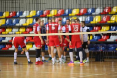Voleybol net tne arka plan voleybolcuları
