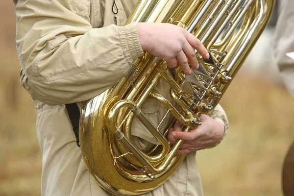 Musician play tuba — Stock Photo, Image