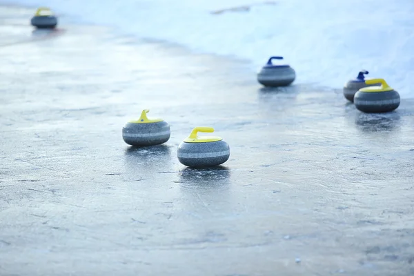 Granite stones for curling on ice — Stock Photo, Image