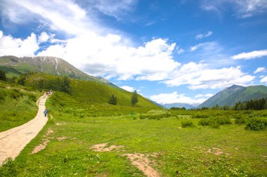 Dağ yolu olan güzel bir manzara
