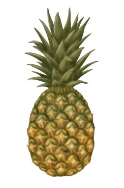 Beyaz arkaplanda izole edilmiş ananas