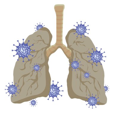 lungs with coronavirus cells banner stylish illustration