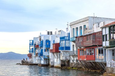 scenic shot of old buildings on shore of Santorini, Greece