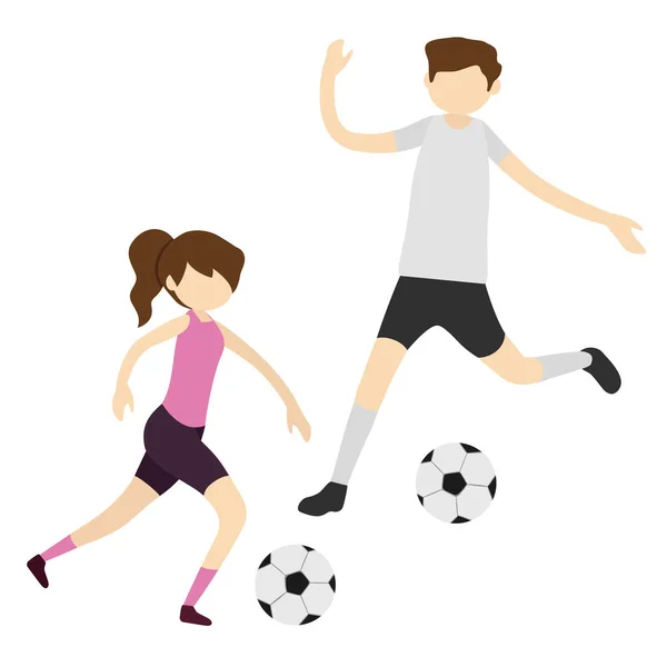 Dad Daughter Playing Soccer Banner Stylish Illustration — Stockfoto