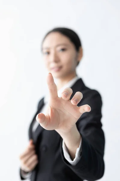 Asian Businesswoman Pointing Her Finger — 스톡 사진