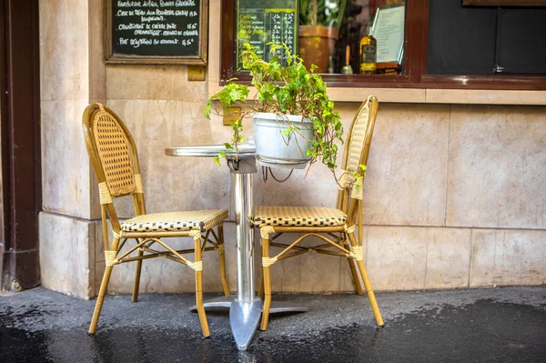 Empty Cafe Table Chairs Decorated Green Plant — Stock Fotó