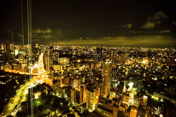Nachtzicht Stad Van Moderne Stad Met Wolkenkrabbers — Stockfoto