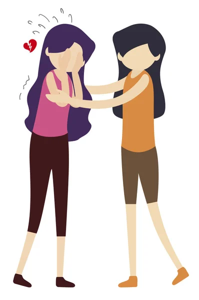 Banner Stylish Illustration Girl Supporting Girlfriend — Stock Photo, Image