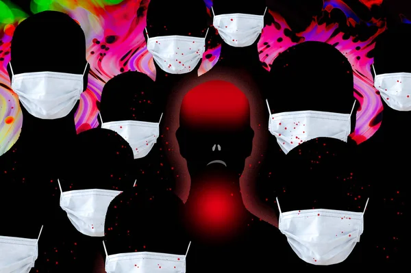 Virus Masks Faces Epidemic Concept —  Fotos de Stock