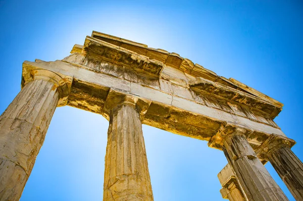 Ruins Ancient Greek Temple Columns — Fotografia de Stock