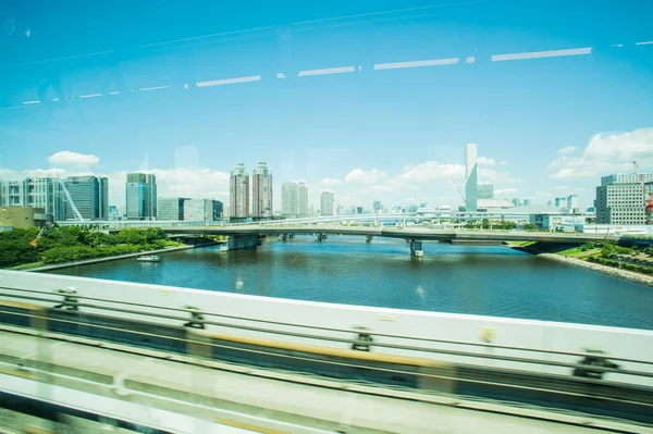 View Modern City Highway Skyscrapers — Stockfoto