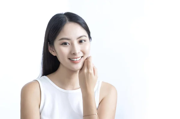 Portrait Asian Young Woman Beautiful Face Skin Skin Care Concept — 图库照片