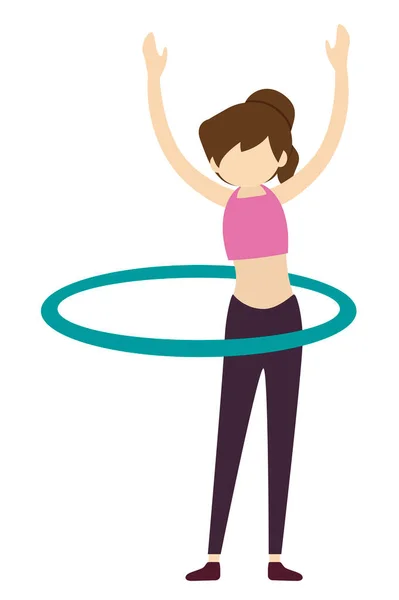 Woman Practicing Sport Healthy Fitness Exercise Cartoon Icon — Zdjęcie stockowe