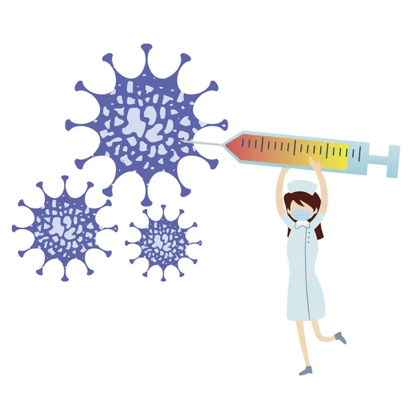 Illustration Virus Nurse Syringe — Stock Photo, Image