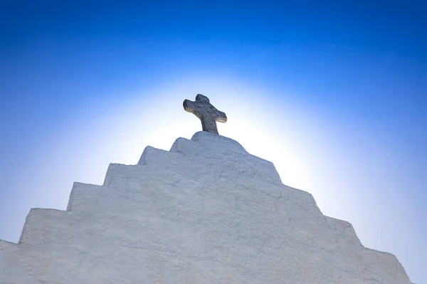 Bottom View Shot Roof Christian Temple Santorini Greece — Stockfoto