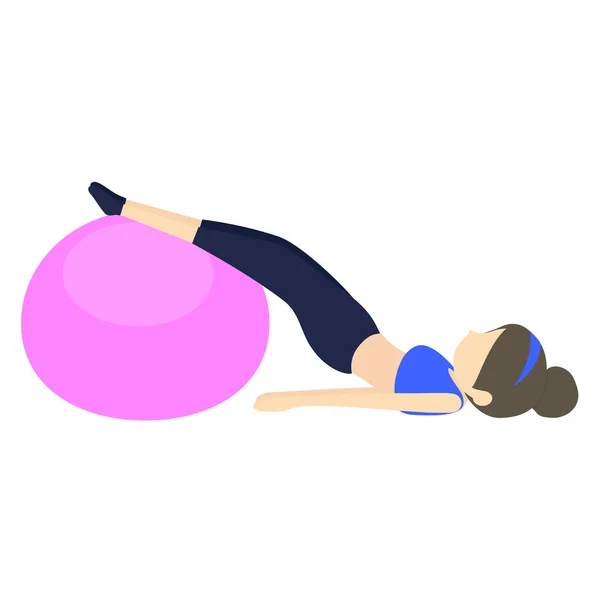 Vrouw Doet Yoga Oefeningen Met Fitball Illustratie — Stockfoto