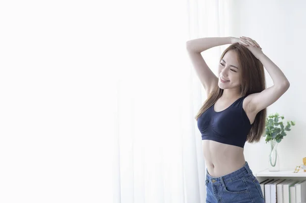 Beautiful Young Woman Posing Her Room — Stockfoto