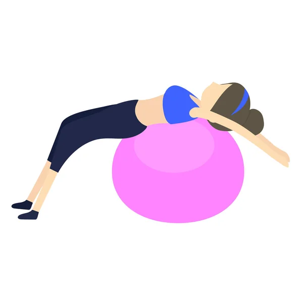 Woman Doing Yoga Exercises Fitball Vector Illustration — Fotografia de Stock