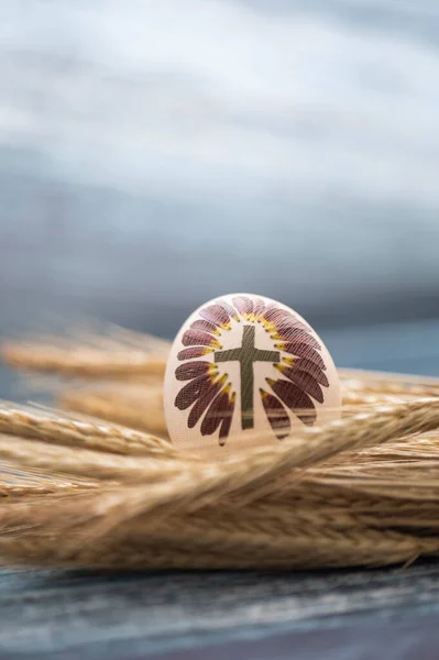 Geschilderd Paaseieren Houten Ondergrond — Stockfoto