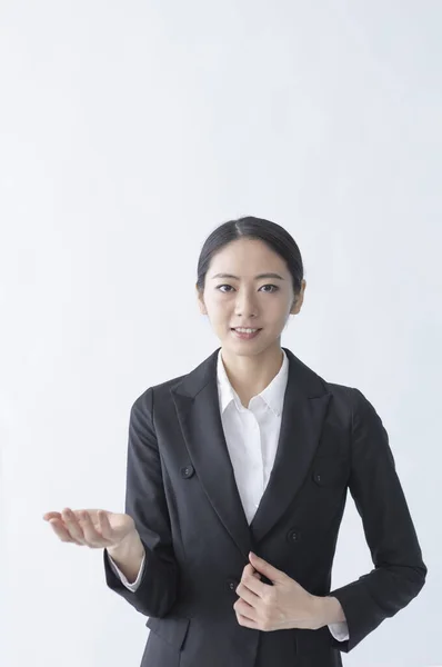 Attractive Asian Businesswoman Gesturing Hands — Fotografia de Stock