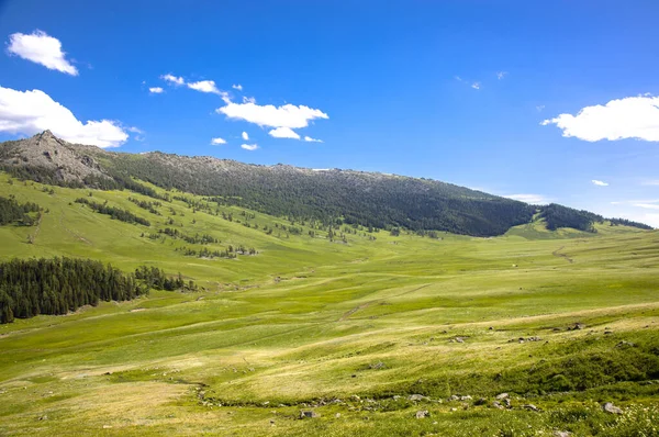 Dağları Mavi Gökyüzü Olan Güzel Bir Manzara — Stok fotoğraf