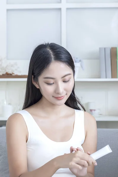 Portrait Asian Young Woman Beautiful Face Skin Skin Care Concept —  Fotos de Stock