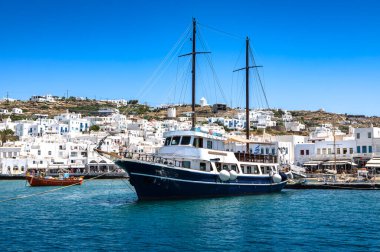 Eski Mykonos limanının manzarası, Yunan