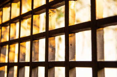 window with wooden grid 